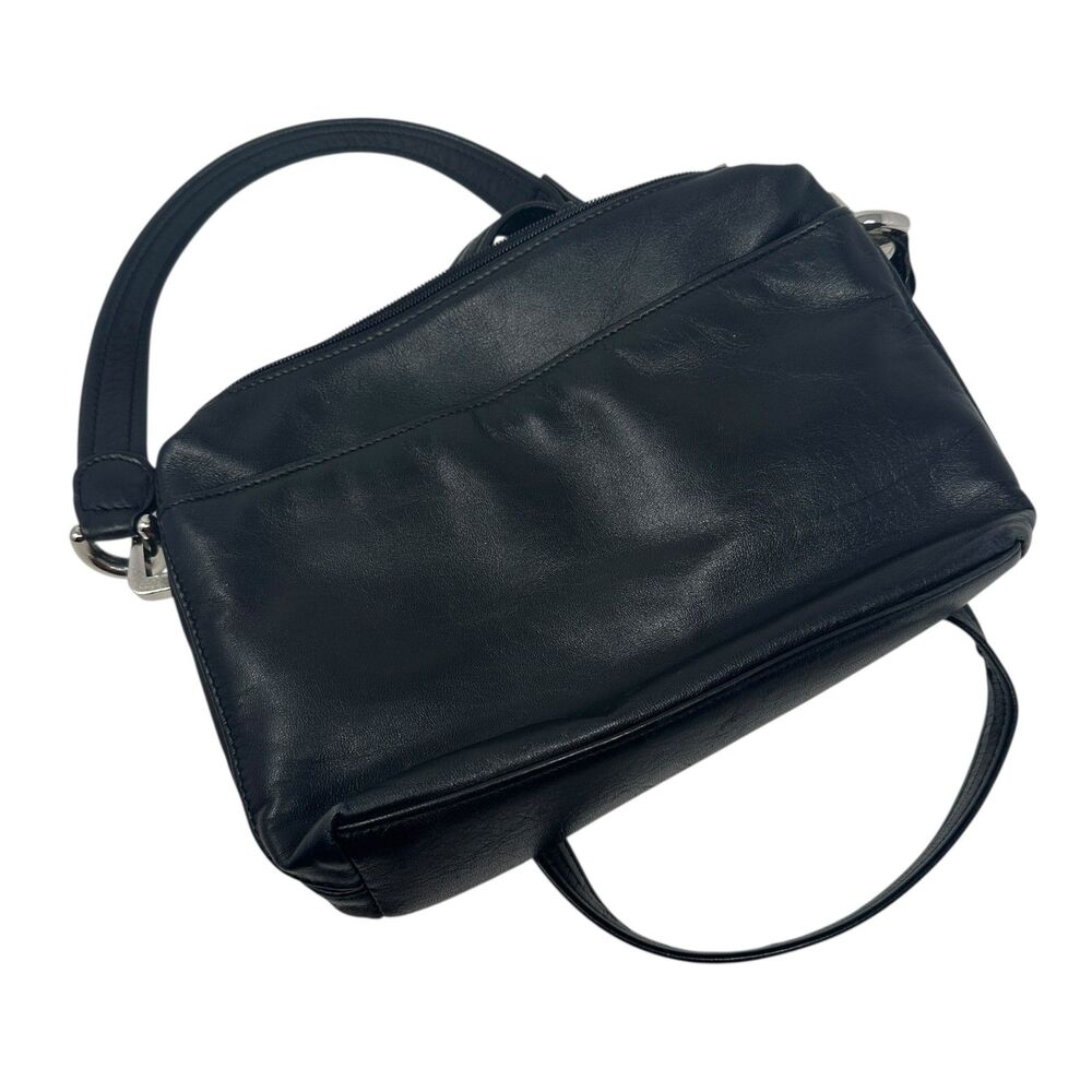 Tignanello Black Soft Leather Crossbody Purse Pocketbook Pockets